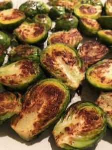 black pepper garlic peanut butter brussel sprouts