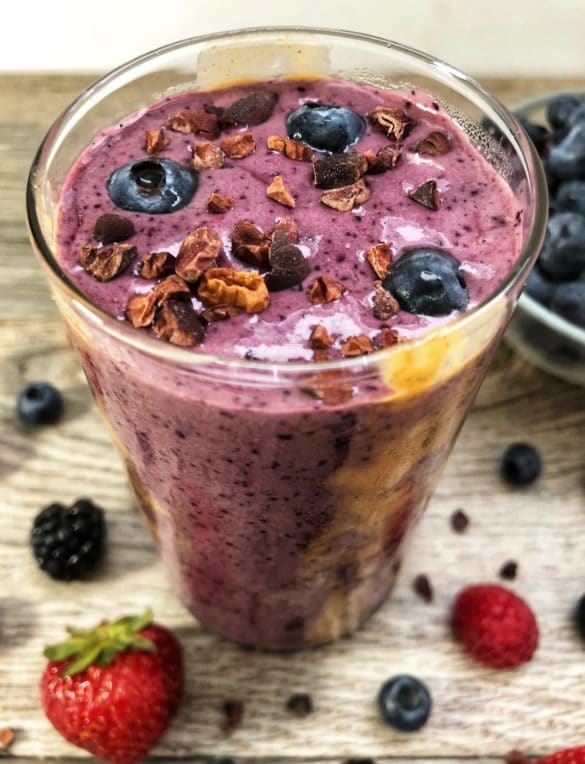 ultimate acai blueberry peanut butter protein smoothie