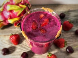 strawberry dragonfruit protein smoothie