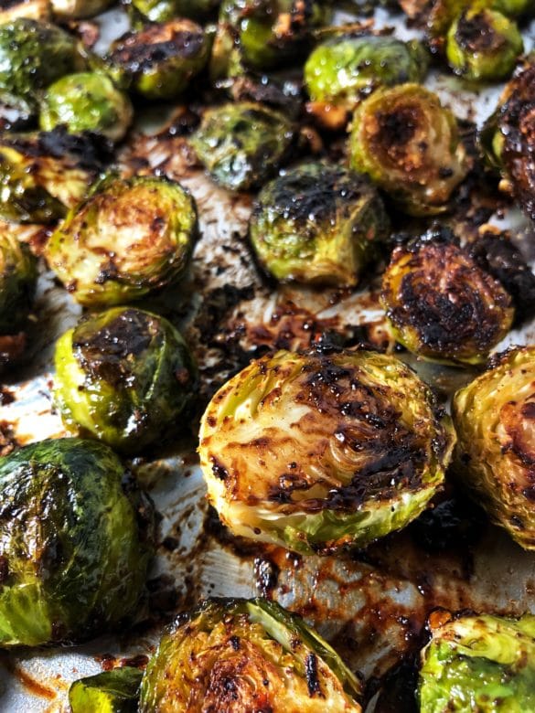 roasted balsamic maple ginger brussels sprouts