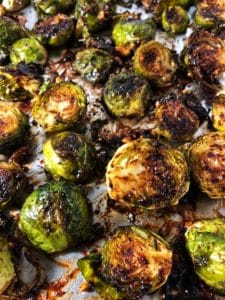 roasted balsamic maple peanut brussels sprouts