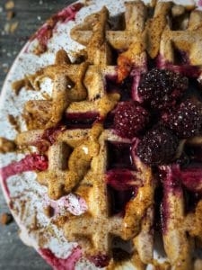 blackberry amaretto protein waffles