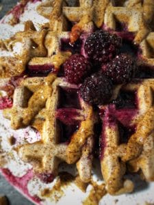 blackberry amaretto protein waffles