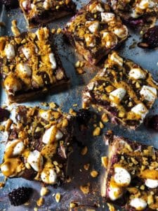 dark chocolate blackberry s'mores protein bars