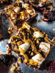 dark chocolate blackberry s'mores protein bars