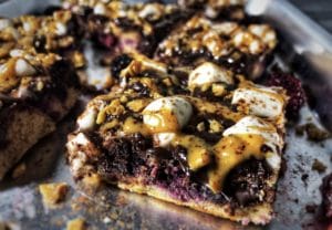 dark chocolate blackberry s'mores protein bars