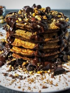 hazelnut mocha amaretto protein pancakes