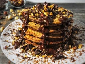 hazelnut mocha amaretto protein pancakes