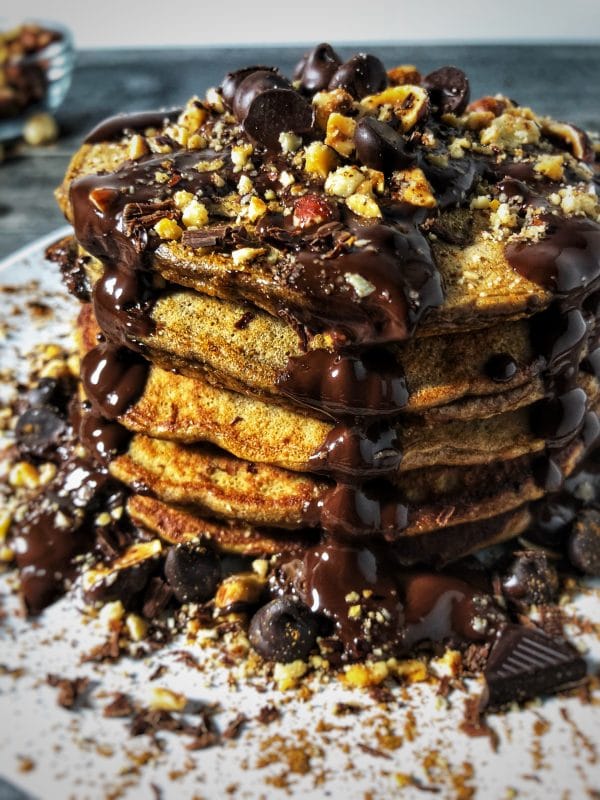 hazelnut mocha amaretto protein pancakes