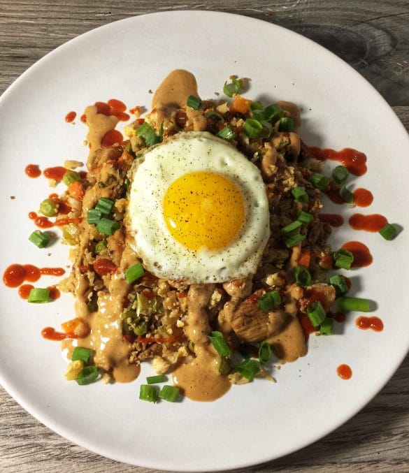 garlic ginger chicken cauliflower fried rice