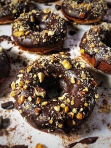 dark chocolate hazelnut banana protein donuts