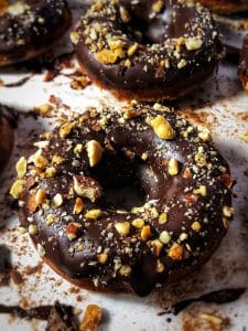 dark chocolate hazelnut banana protein donuts