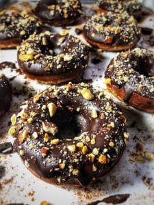 dark chocolate hazelnut banana protein donuts