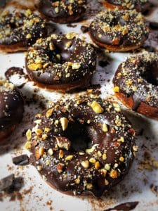 dark chocolate hazelnut banana protein donuts