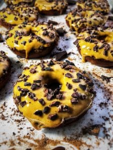 peanut butter dark chocolate cacao protein donuts