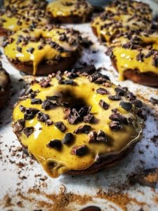 peanut butter dark chocolate cacao protein donuts