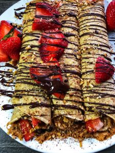 dark chocolate strawbery hazelnut protein crepes