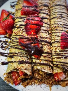 dark chocolate strawbery hazelnut protein crepes