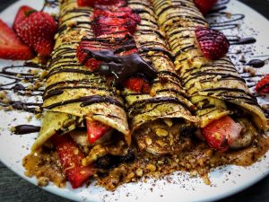 dark chocolate strawbery hazelnut protein crepes