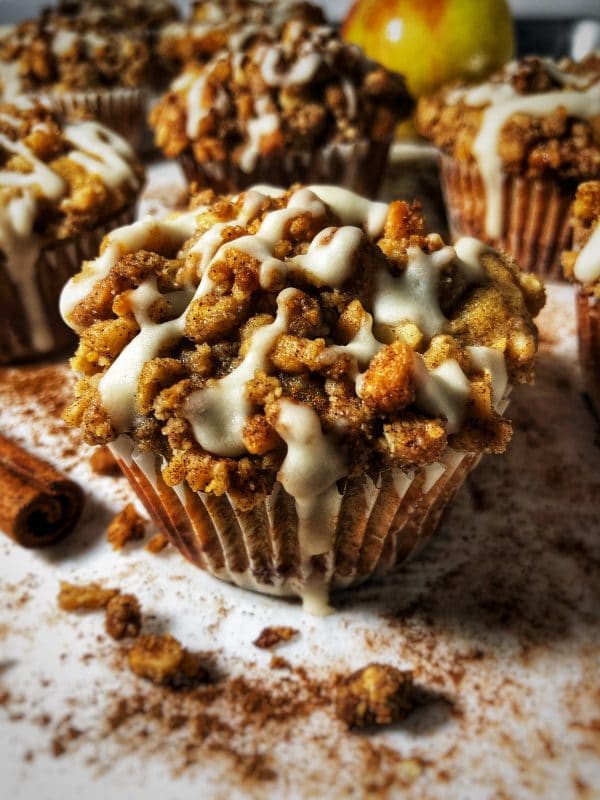 cinnamon apple crumb protein muffins