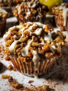 cinnamon apple crumb protein muffins