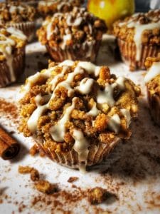 cinnamon apple crumb protein muffins