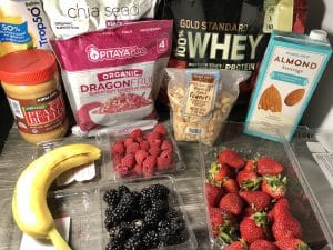 dragonfruit raspberry chia protein smoothie bowl ingredients