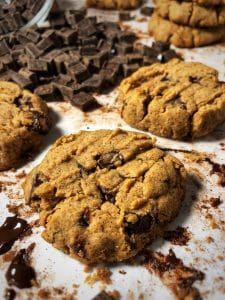 peanut butter dark chocolate chunk protein cookies