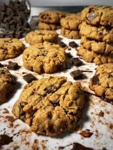 peanut butter dark chocolate chunk protein cookies