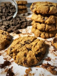 peanut butter dark chocolate chunk protein cookies