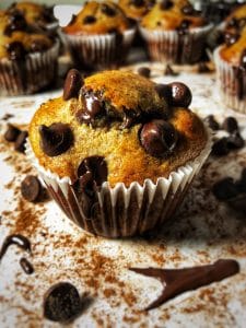 dark chocolate chip banana protein muffins