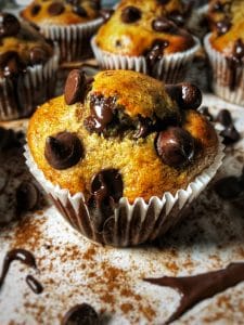 dark chocolate chip banana protein muffins