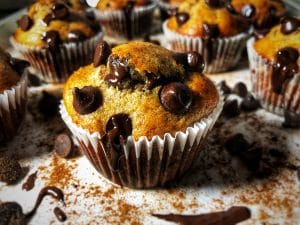 dark chocolate chip banana protein muffins