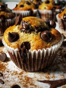 dark chocolate chip banana protein muffins